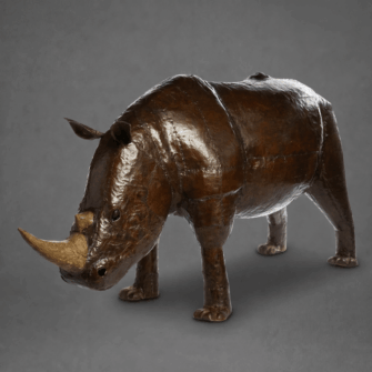 Skulptur Nashorn mit weißem Horn aus verzinktem Stahl - Sehr Groß (XL)