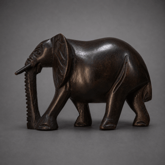 Elefant mit Stosszähnen — Handgeschnitztes Holz