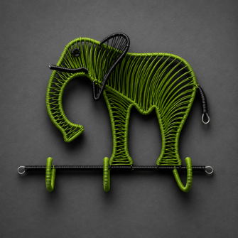 Elefant — Drahtskulptur (Grün)