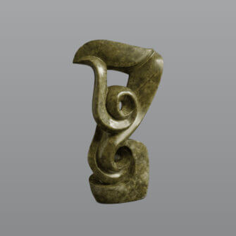 Steinskulptur „Blooming Life Flower“ – Brauner Sandstein
