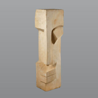 Steinskulptur „Diamond Eye Head“ – Weißer Sandstein