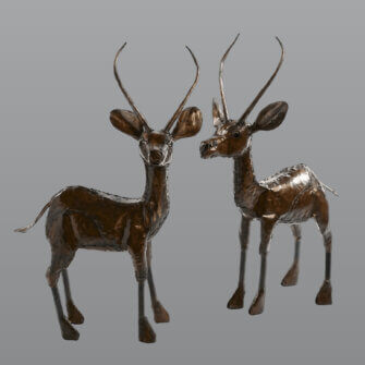 Stahlskulptur Springbock – 2er Set – M