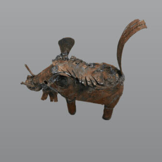 Afrikanische Kunst & Designobjekte 10 Stahlskulptur Warzenschwein aus verzinktem Stahl – Sehr Klein (XS) – Südafrika