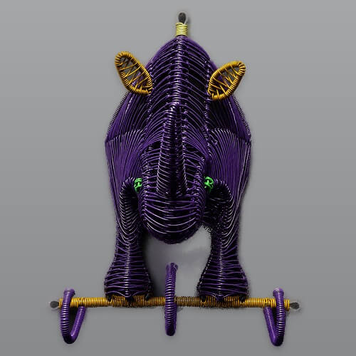 Wandaufhänger – Nashorn (Violett/Gelb) 1 Wandaufhänger – Nashorn (Violett/Gelb)