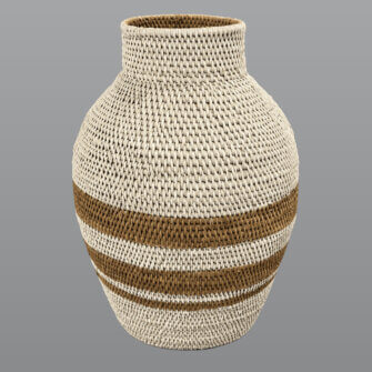 Buhero Korb Bemalt – Weiß & Naturfarben – 35 × 55 cm – Simbabwe