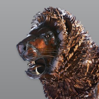 Stahlskulptur Brüllender Löwe mit Mähne – XL 6 Stahlskulptur Brüllender Löwe mit Mähne – XL – Bild 3