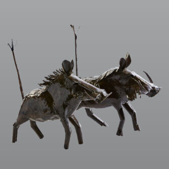 Stahlskulptur Warzenschwein – MS 3 Stahlskulptur Warzenschwein aus verzinktem Stahl – Klein/Mittelgroß (MS) – Südafrika – Produktansicht