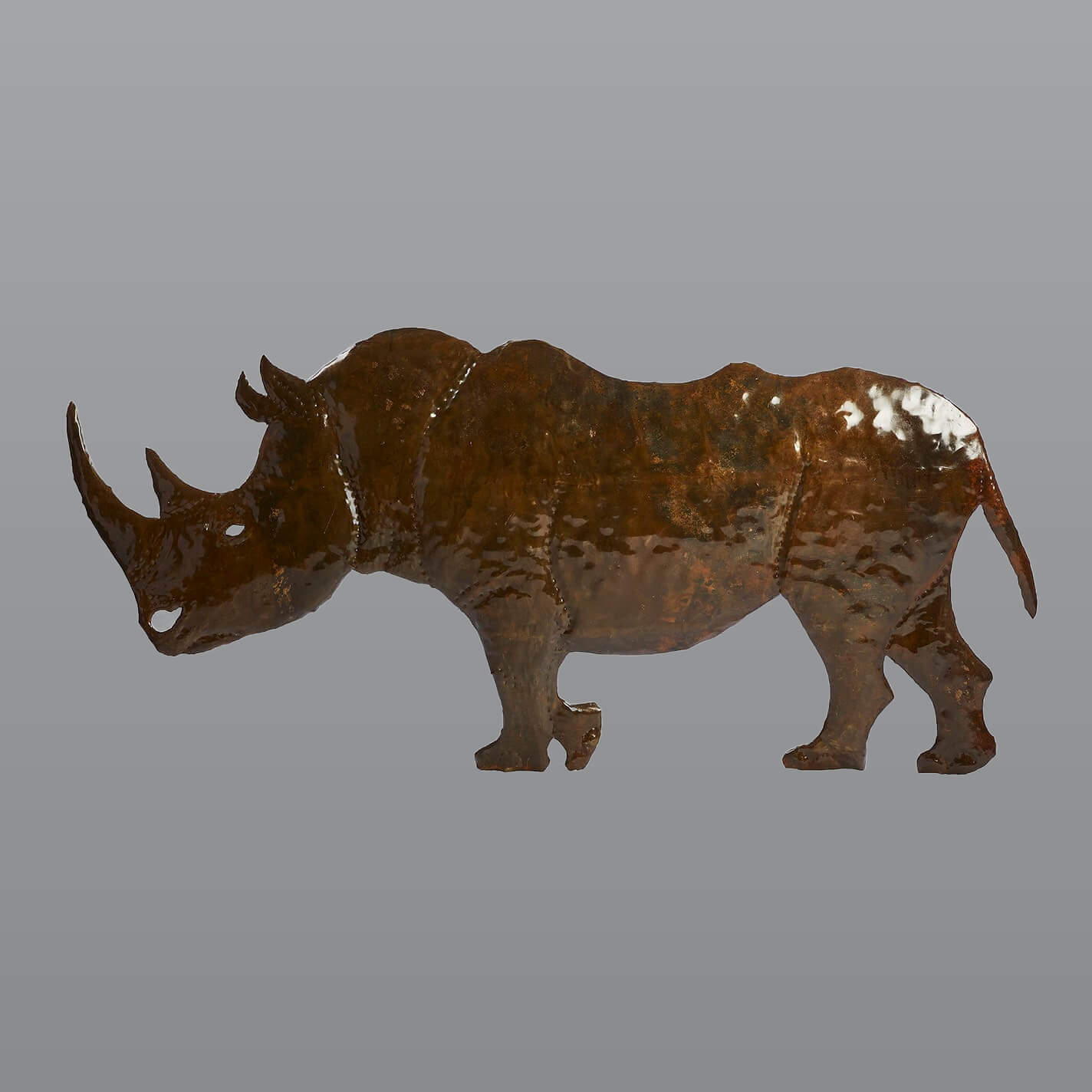 Wandbild "Nashorn" – (Groß) – verzinkter Stahl, Südafrika 1 Wandbild "Nashorn" – aus verzinktem Stahl (Groß) – verzinkter Stahl, Südafrika